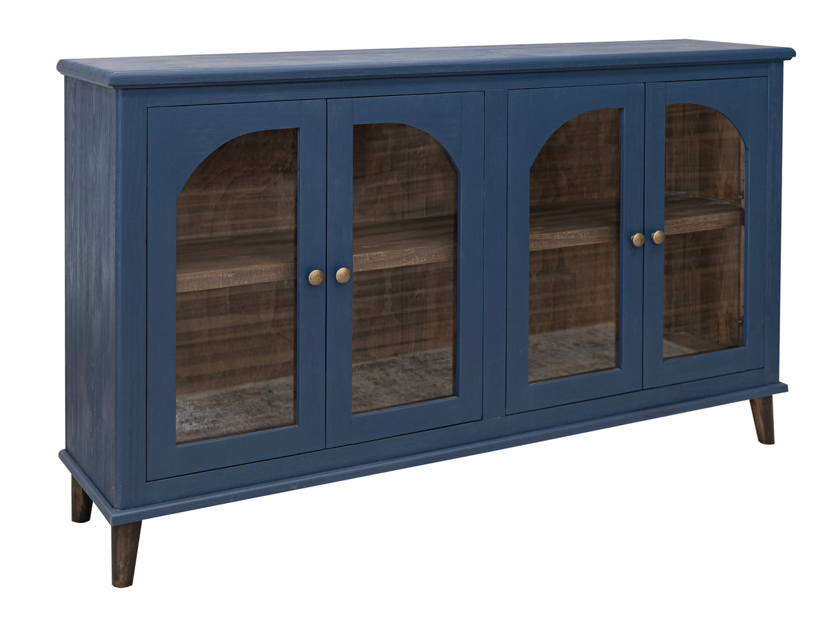 Genova Console, Blue, 4 Glass Door