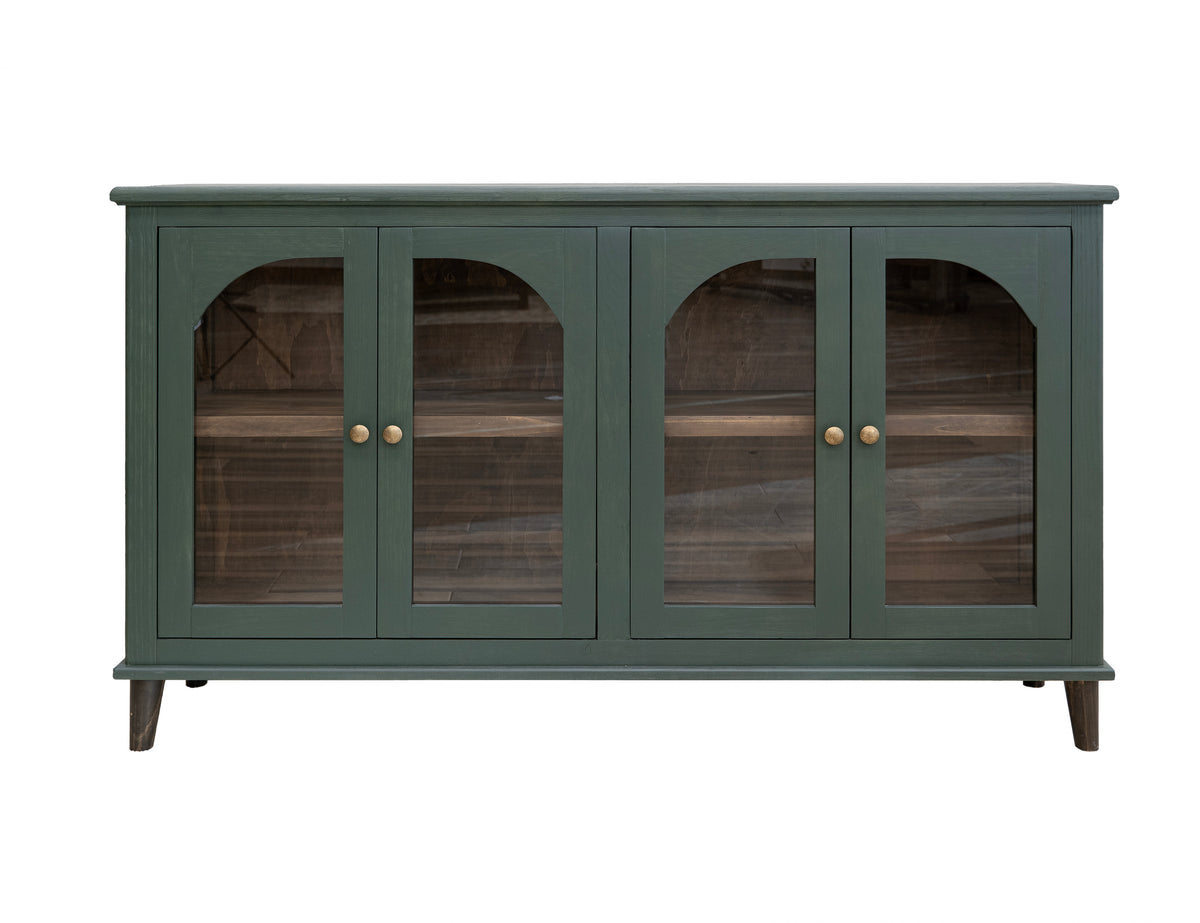 Genova Console, Green, 4 Glass Doors