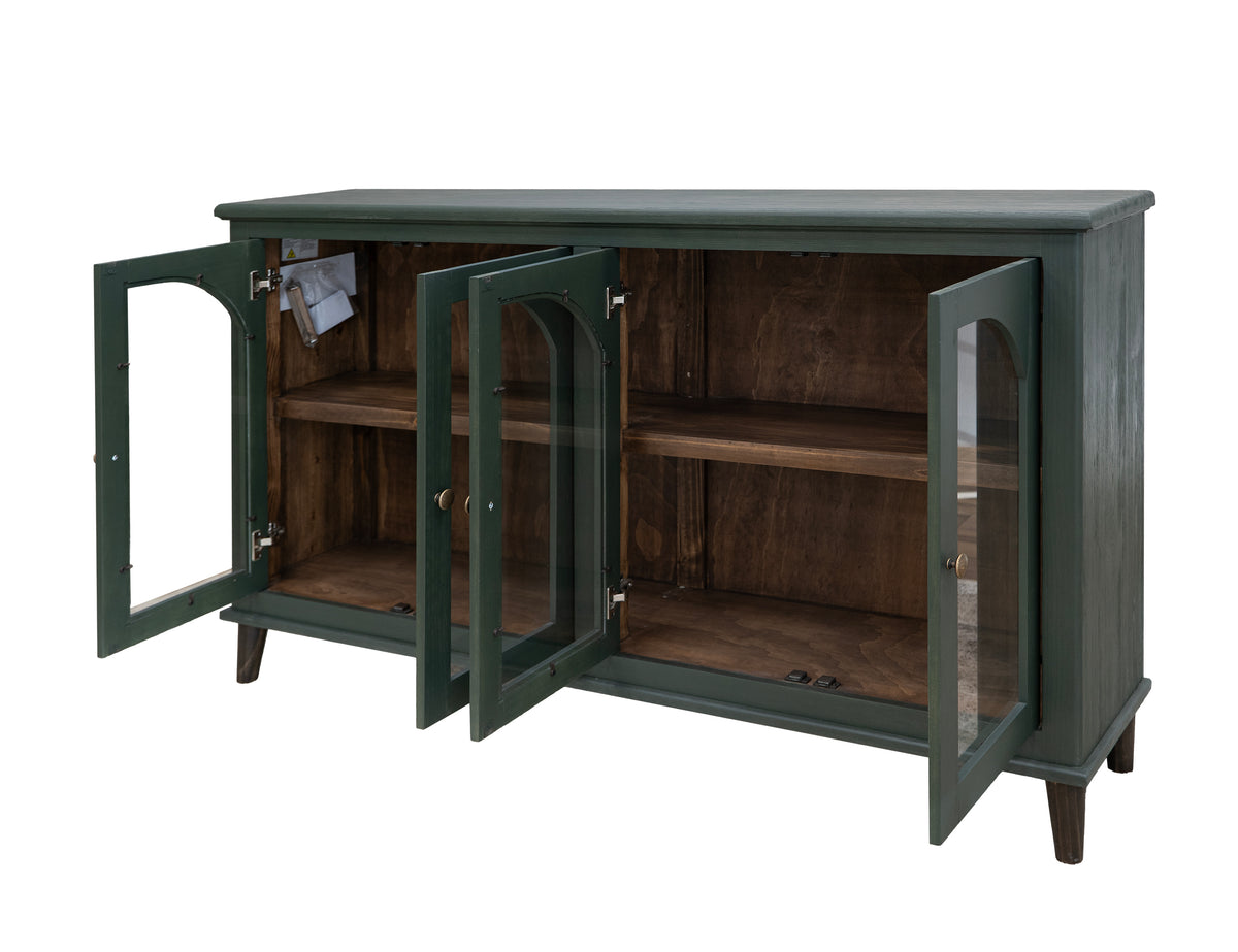 Genova Console, Green, 4 Glass Doors