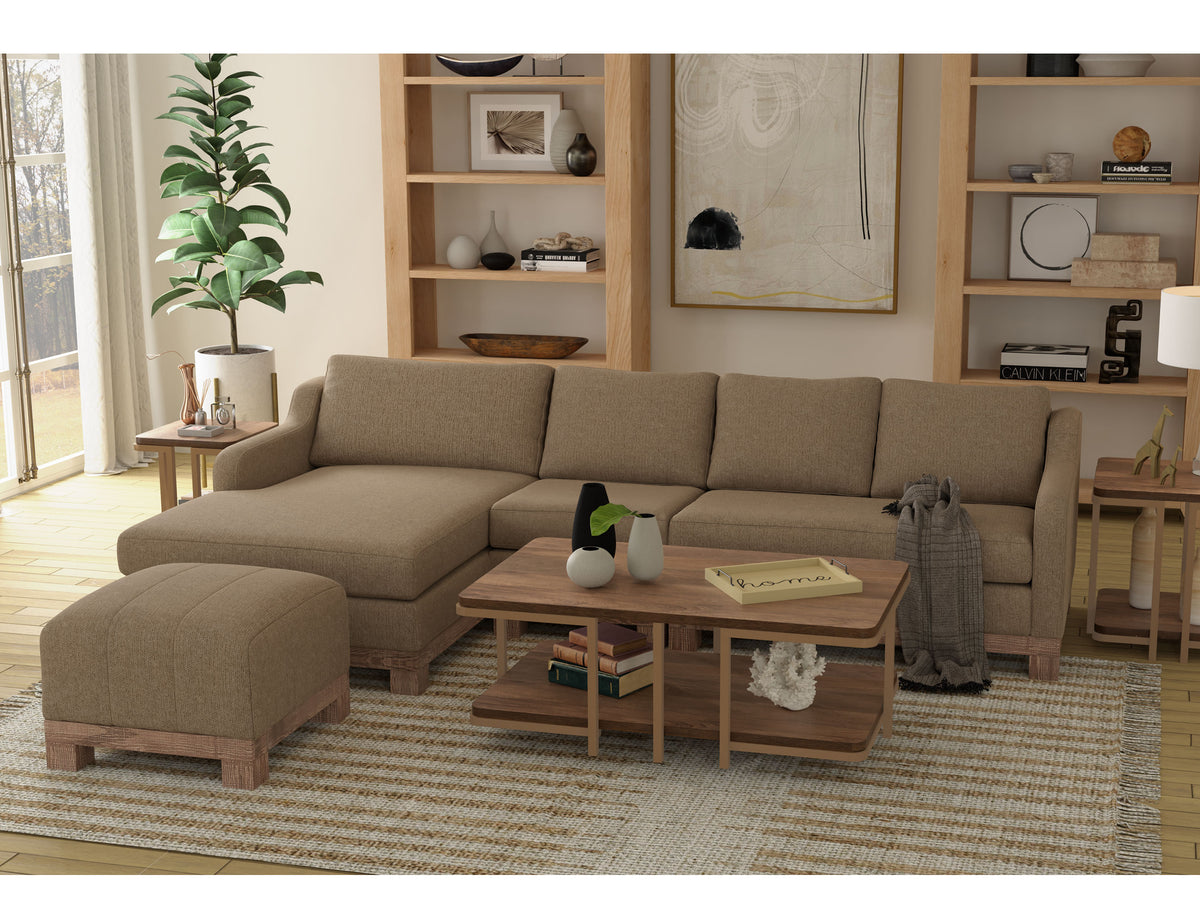 Samba Loveseat, Brown, Wooden Frame & Base, Two-Cushion Sectional Right-Arm