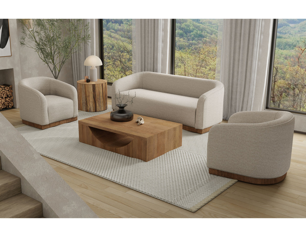 Suomi Sofa, Beige, Wooden Frame & Base - IUP551-SOF-161