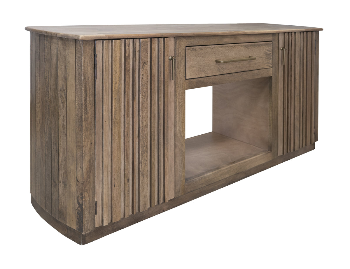 Mezquite TV Stand, Brown, 1 Drawer, 2 Doors Fireplace TV Stand 70"