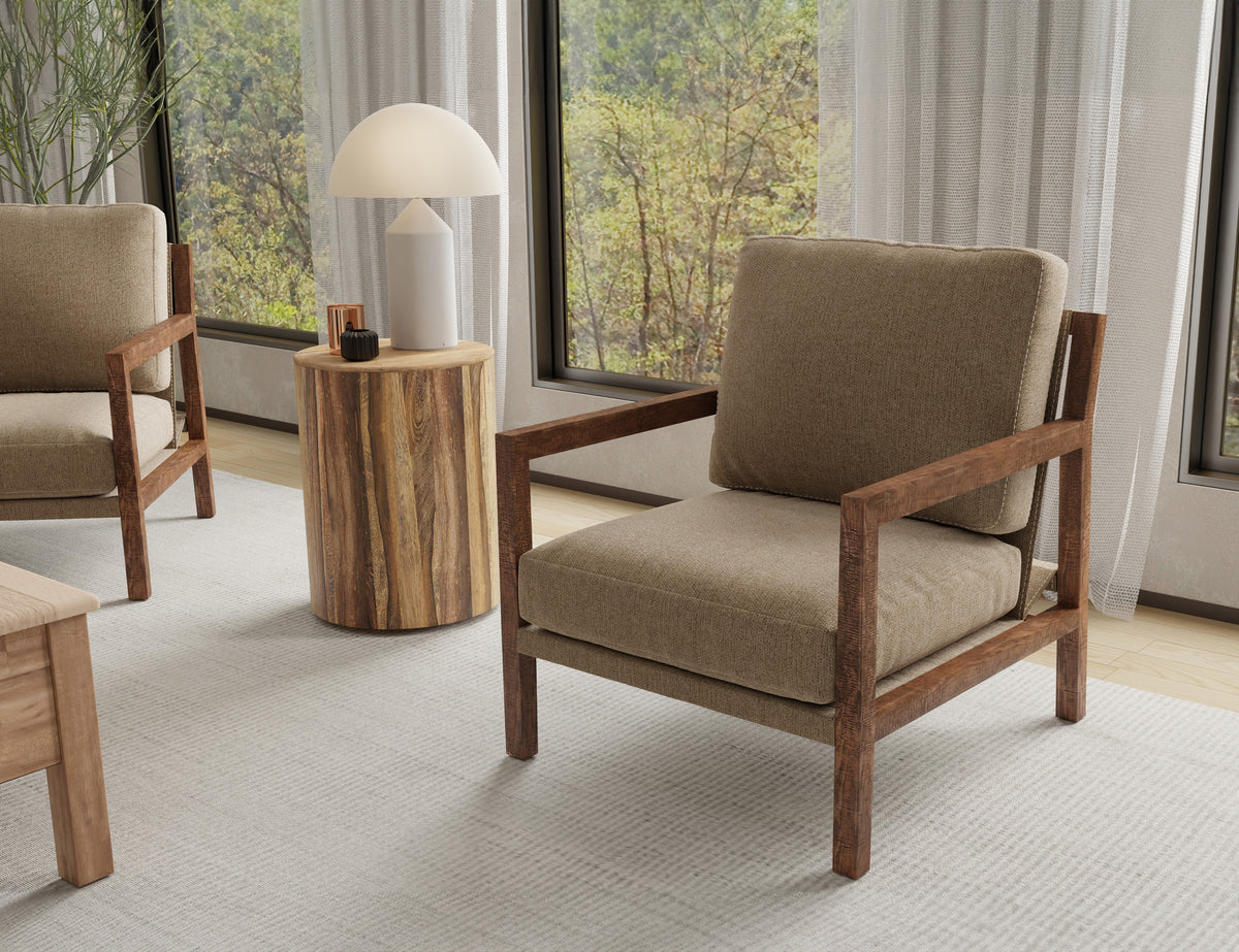 Milan Armchair, Brown, Wooden Frame - IUP401-ACH-152