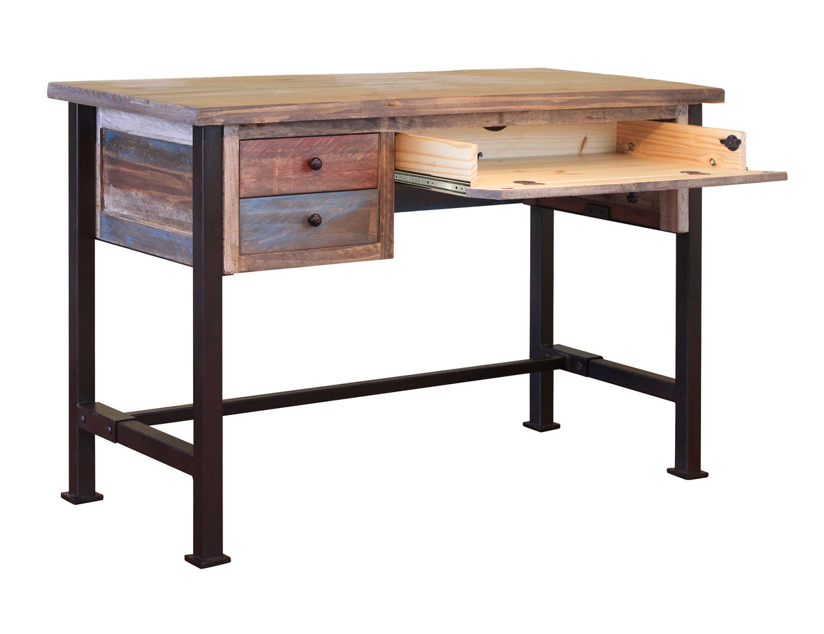 Antique Multicolor Desk, Multicolor, 3 Drawer