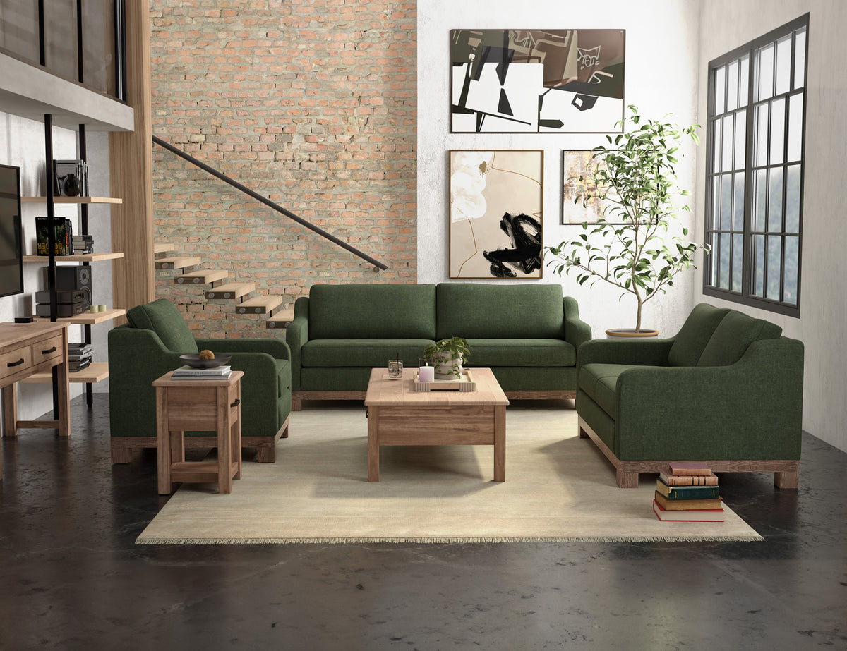 Samba Sofa, Green, Wooden Frame & Base
