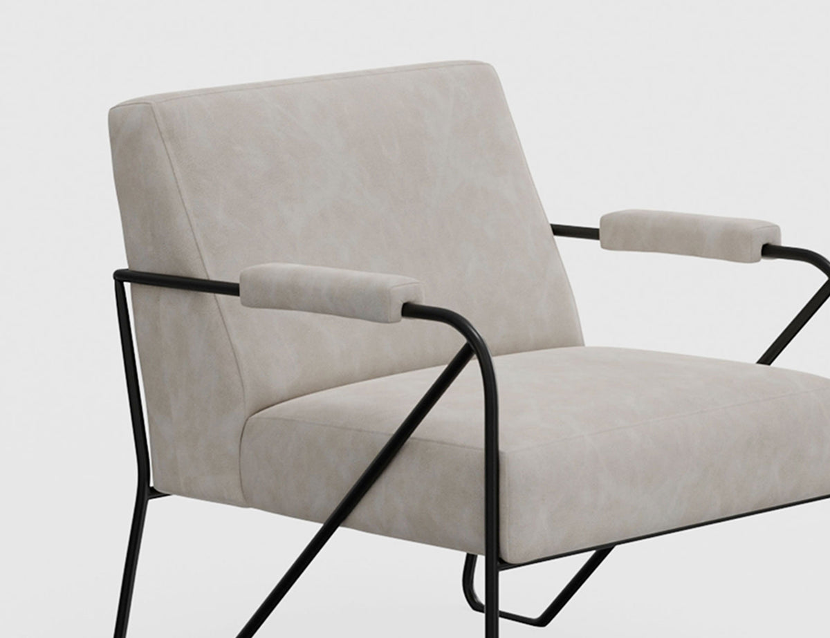 Lotus Armchair, Gray/Black, Wooden Frame & Metal Base - IUP132-ACH-210