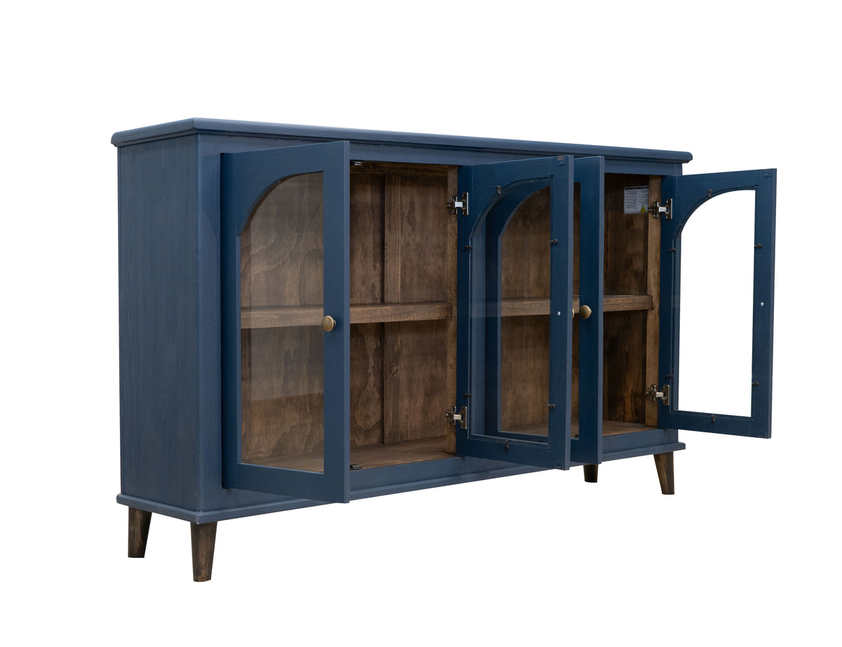 Genova Console, Blue, 4 Glass Door