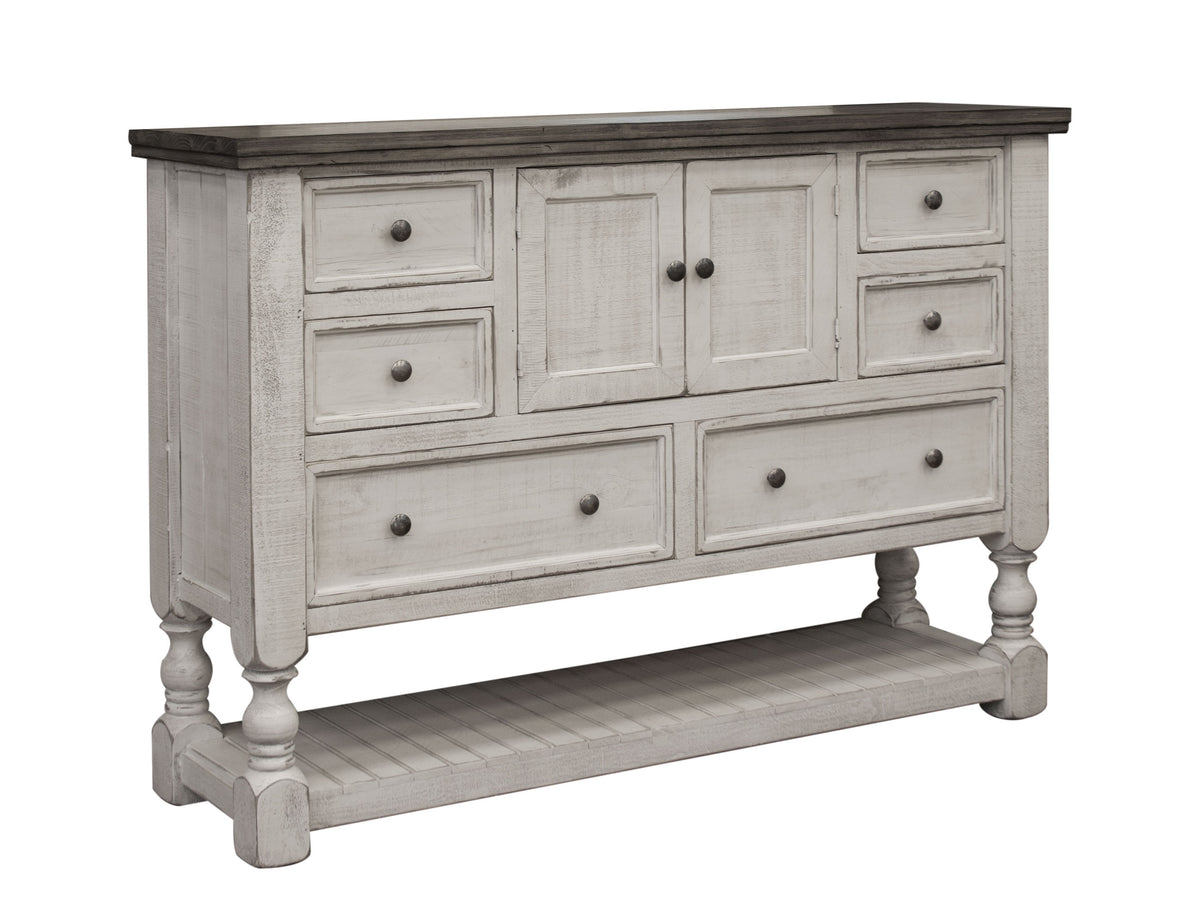 Stone Dresser, White, 6 Drawer, 2 Door