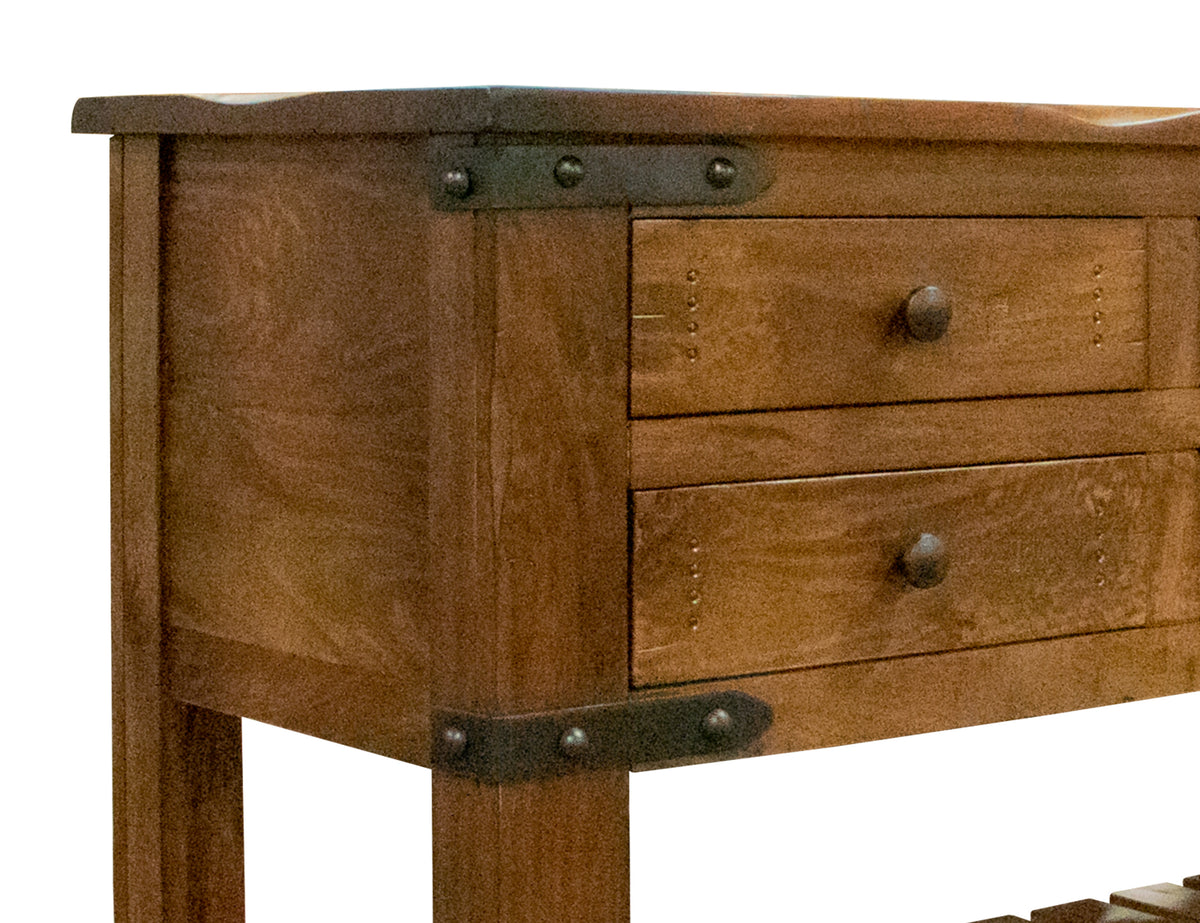 Parota Sofa Table, Brown, 6 Drawer