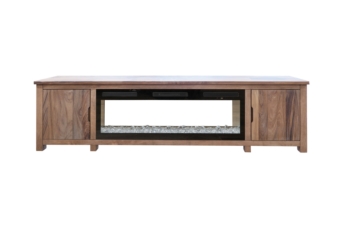 Natural Parota 93" Electric Fireplace