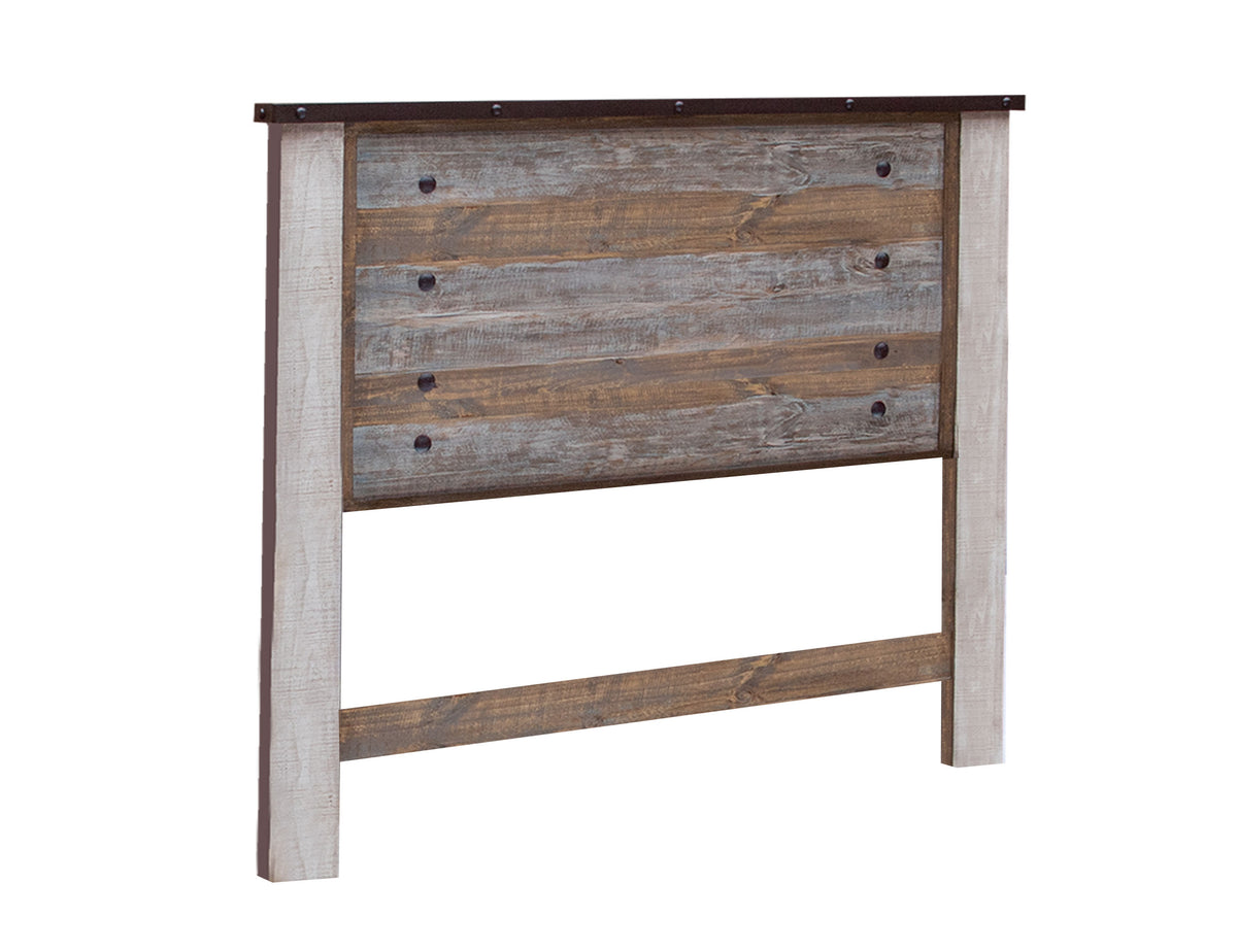 Antique Multicolor Headboard, Brown, 6/6