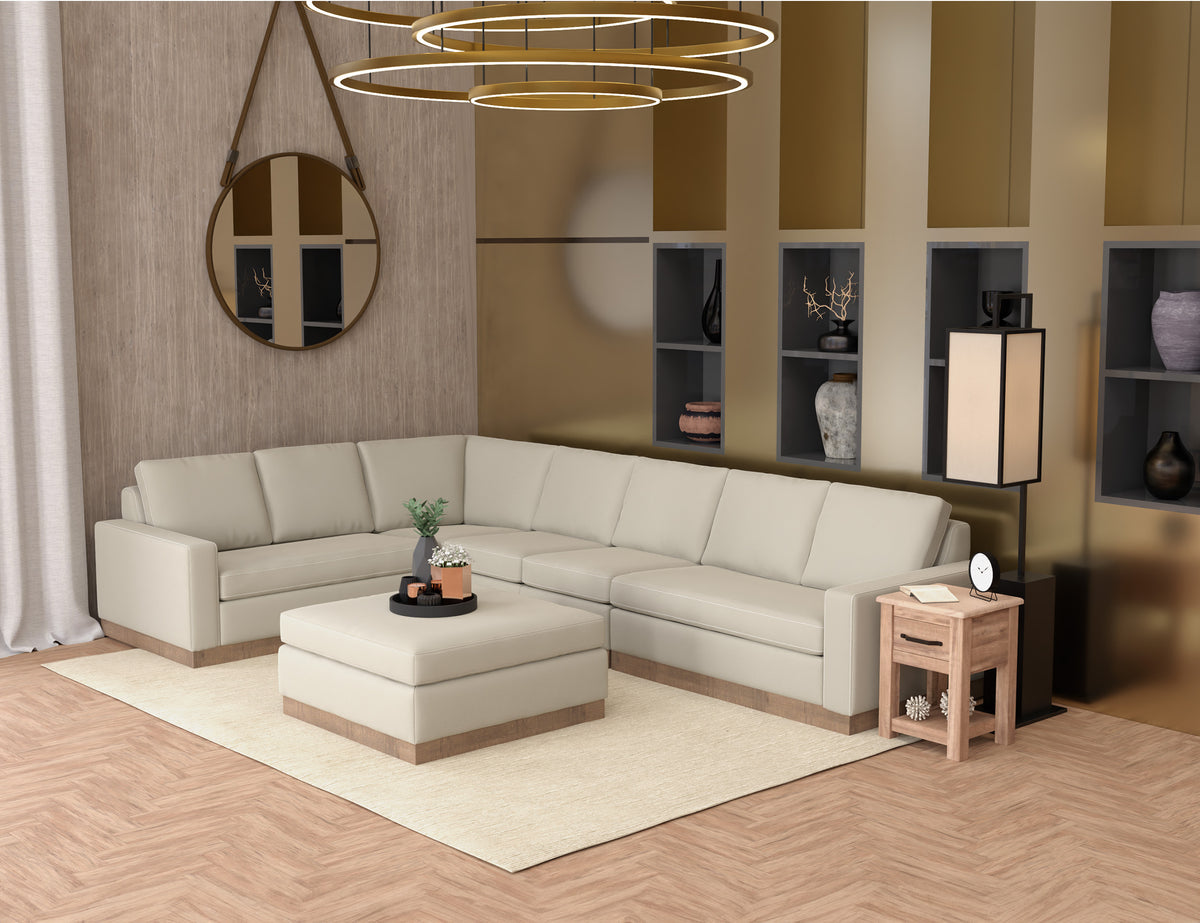 Georgia Ottoman, Gray, Wooden Frame & Base, Upholstered Square - IUP722-OTT-151