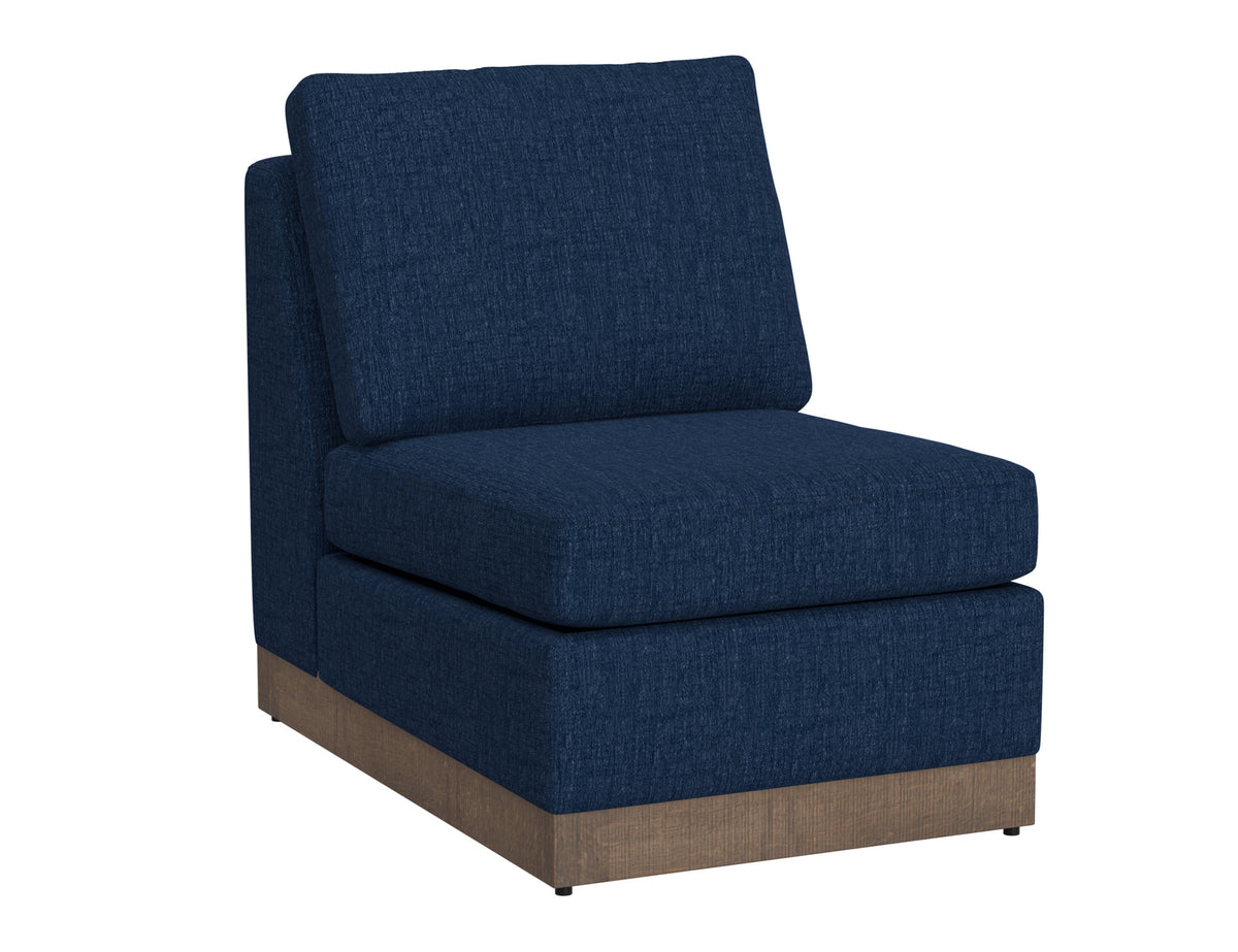 Georgia Armless Chair, Blue, Wooden Frame & Base