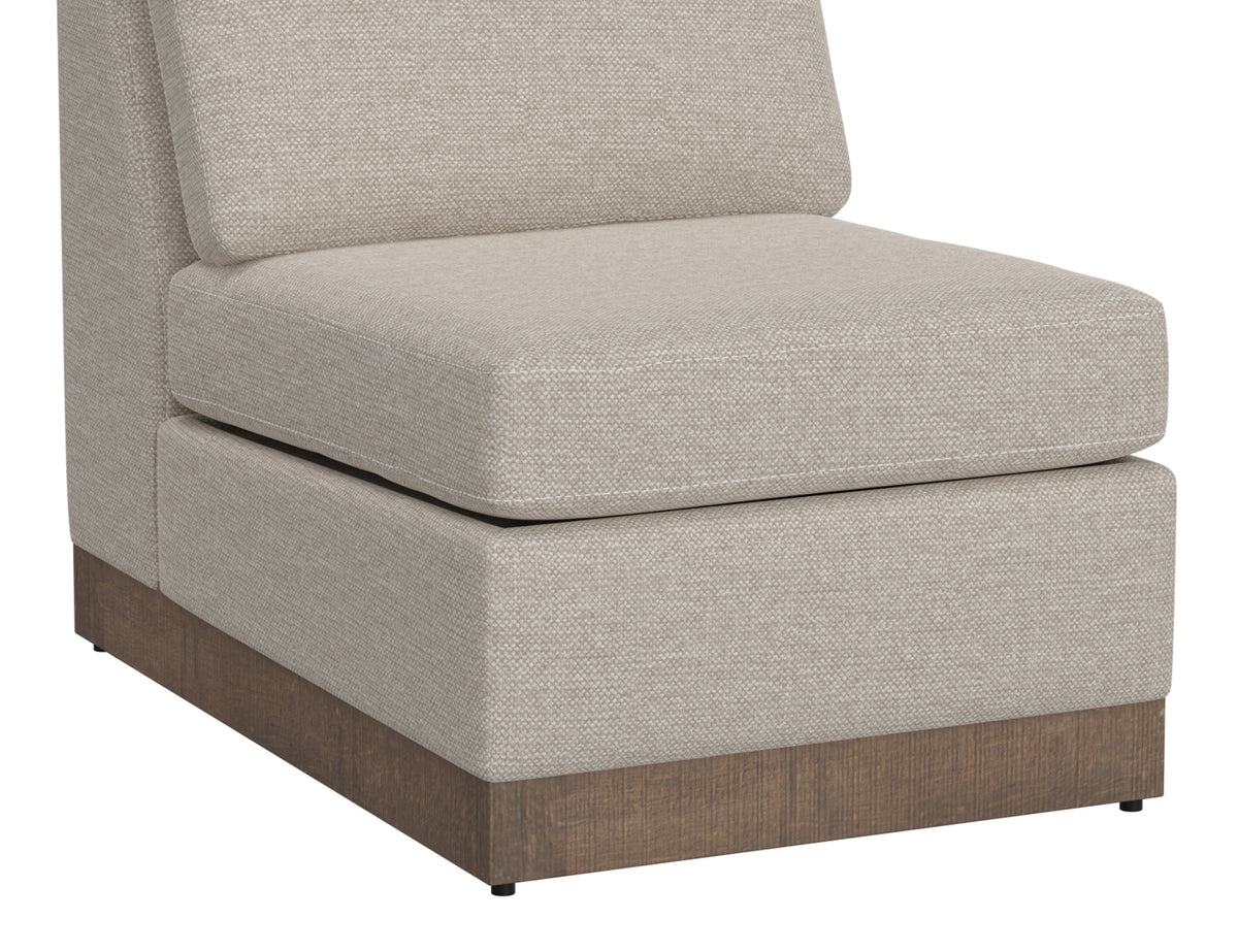 Georgia Armless Chair, Beige, Wooden Frame & Base