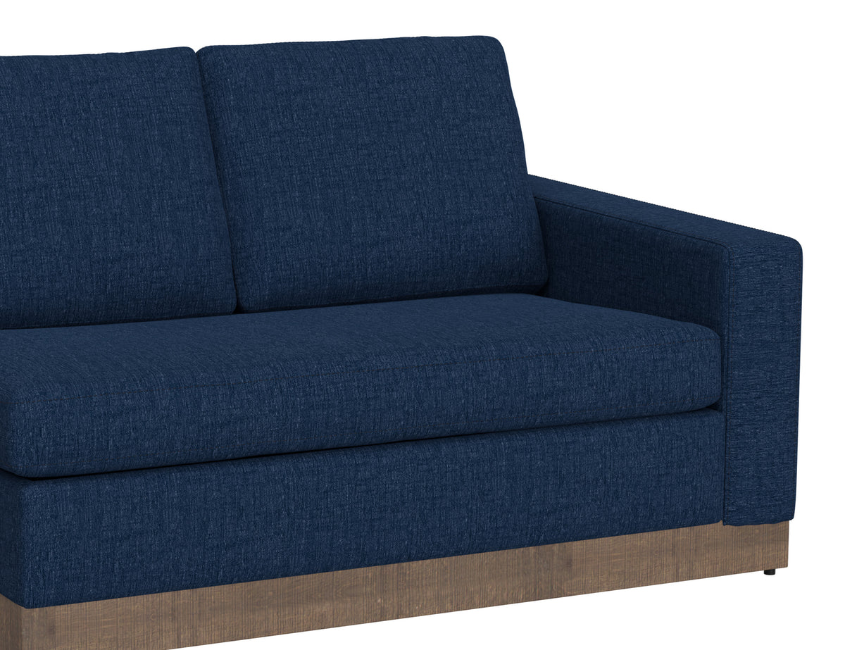 Georgia Loveseat, Blue, Wooden Frame & Base, Sectional Right-Arm