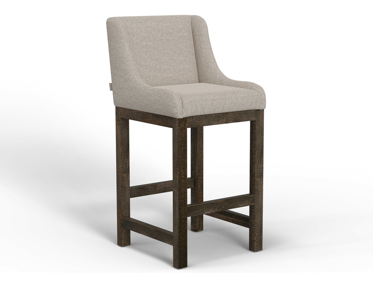Seating Upholstered Barstool, Beige, Wooden Frame & Base