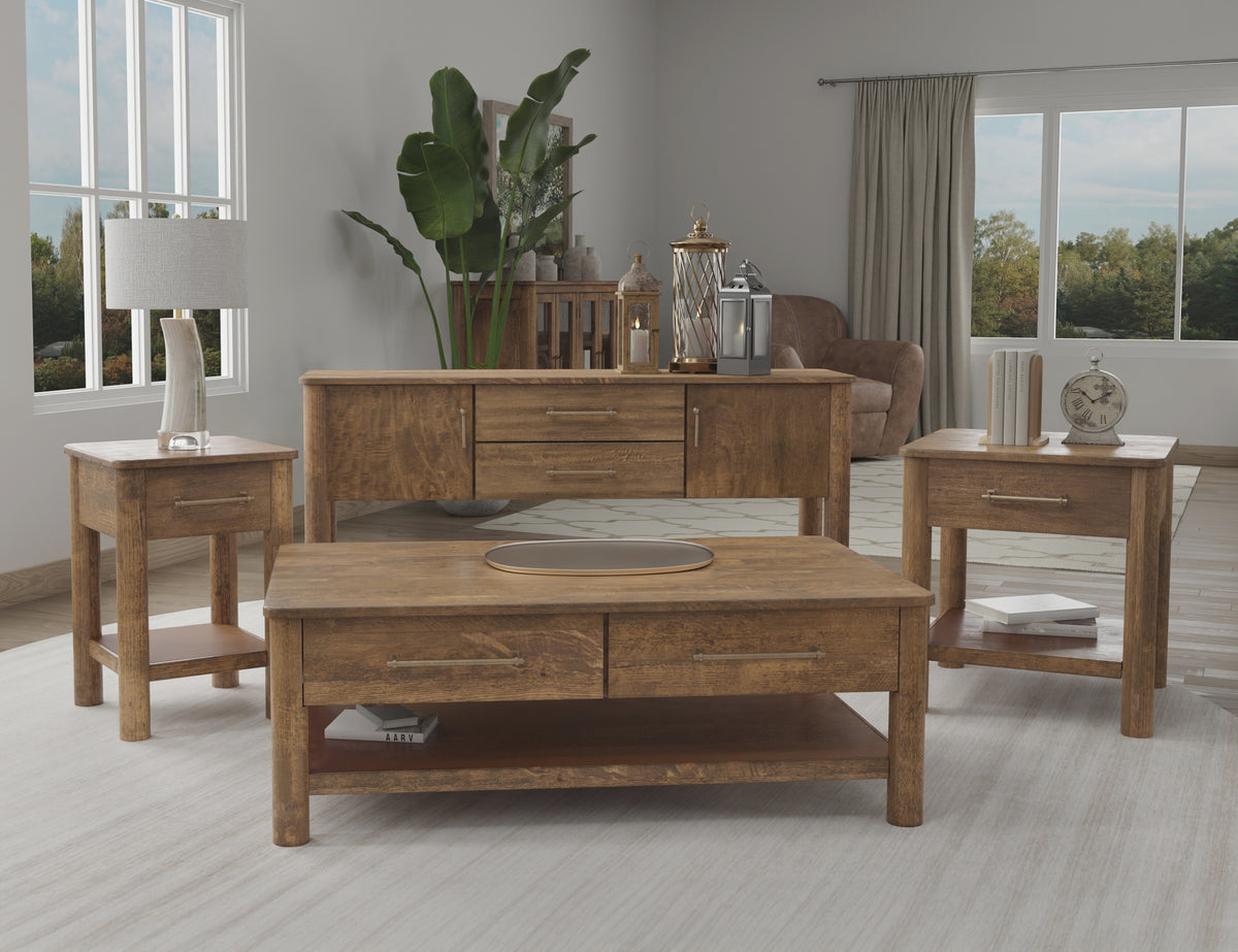 Olimpia Sofa Table, Brown, 2 Drawer 2 Doors