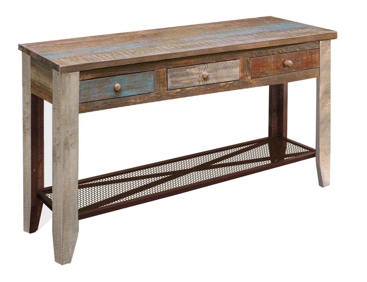 Antique Multicolor Sofa Table, Multicolor, 3 Drawer