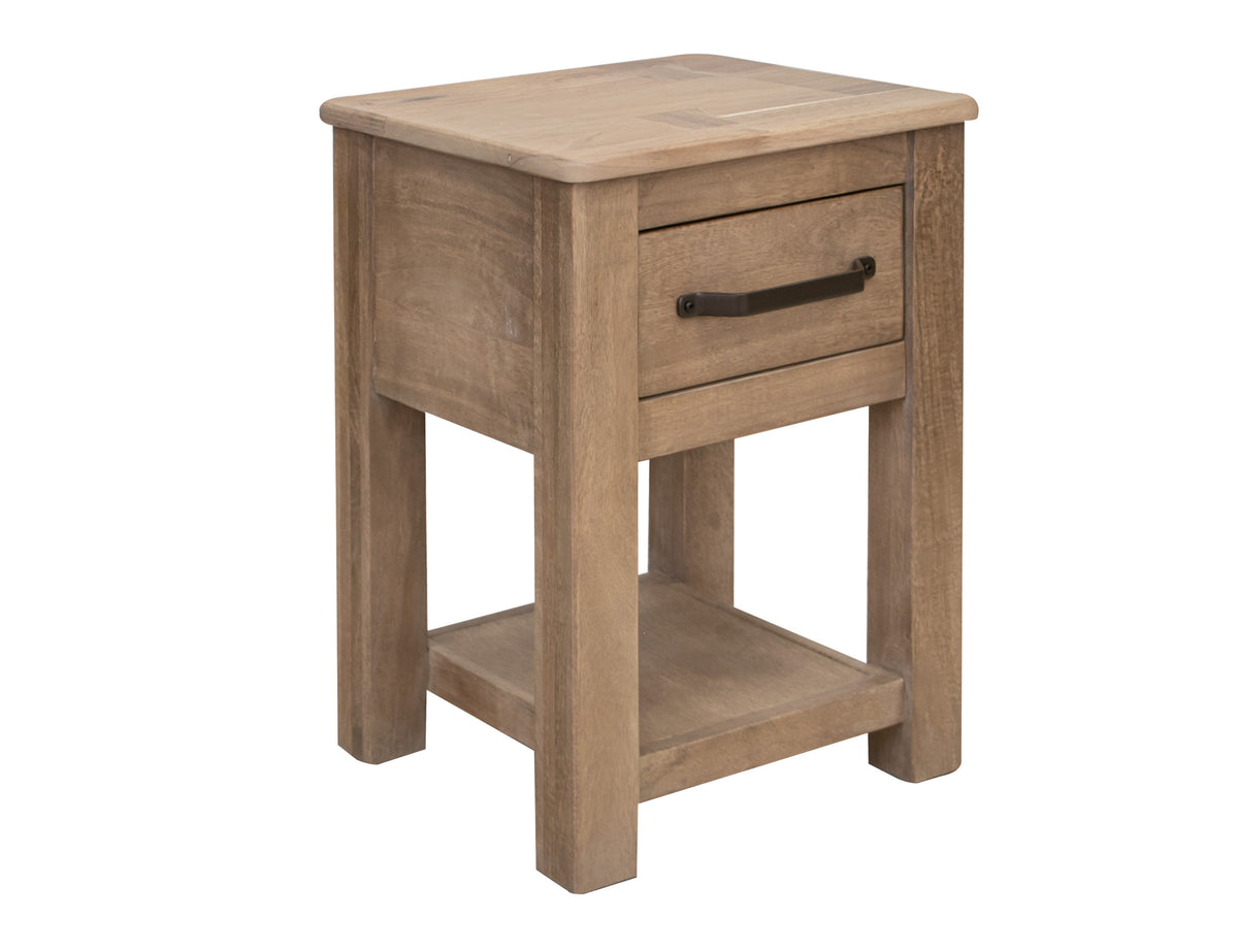Natural Parota Chairside Table, Brown, 1 Drawer