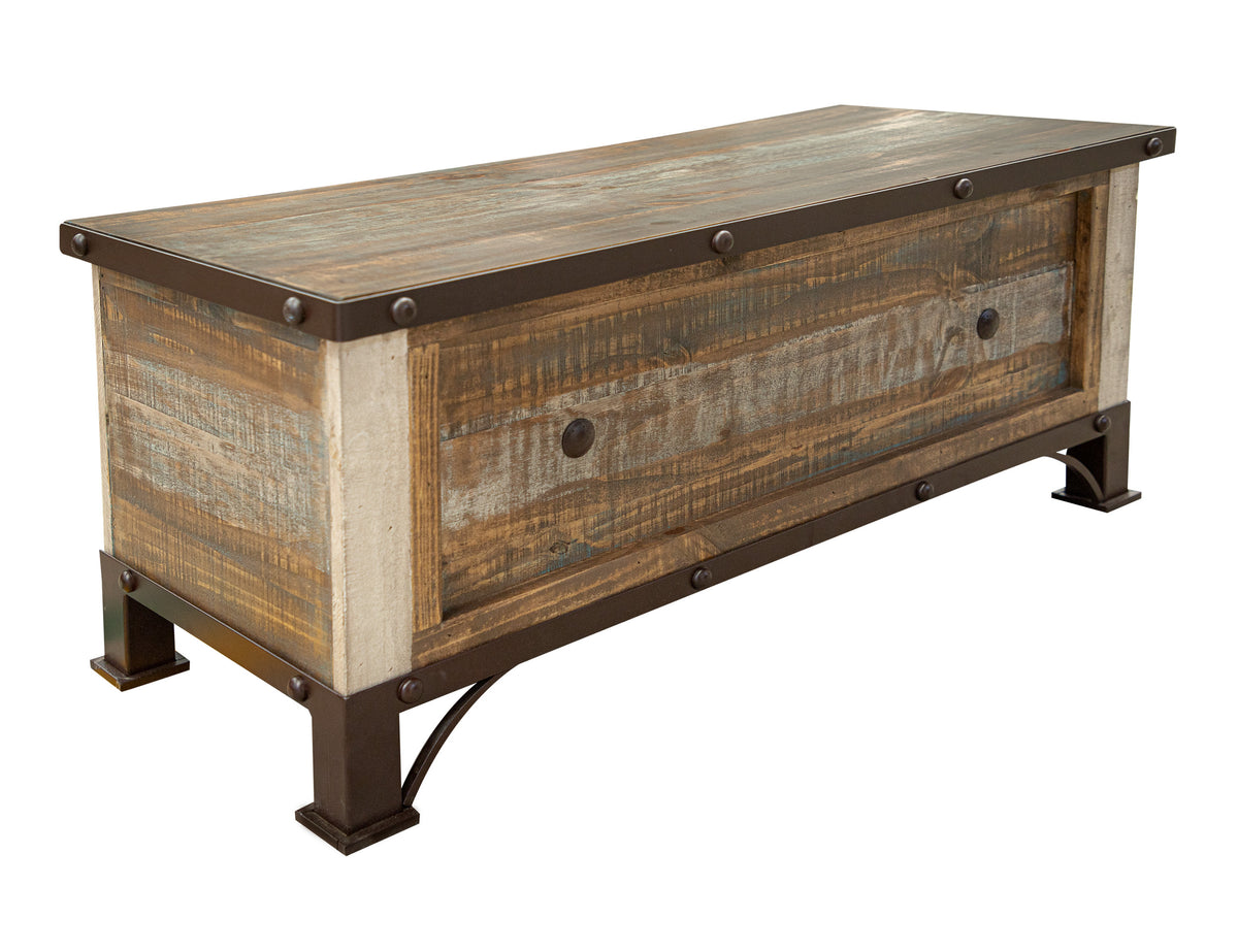 Antique Multicolor Trunk, Brown, Bedroom Storage