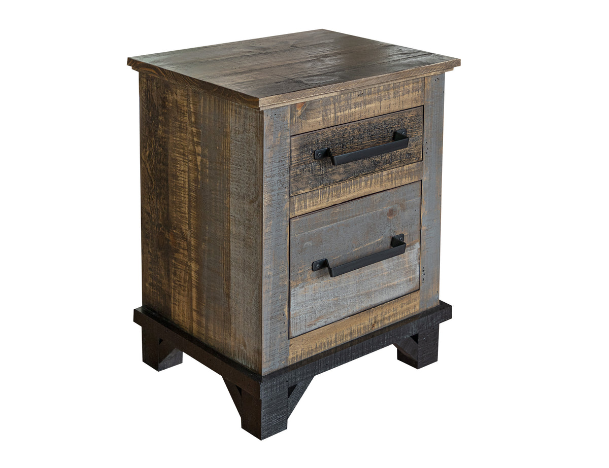 Loft Brown Nightstand, Multicolor, 2 Drawer - IFD6441NTSSM