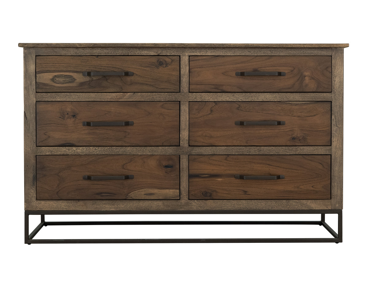Natural Teca Dresser, Brown, 6 Drawer