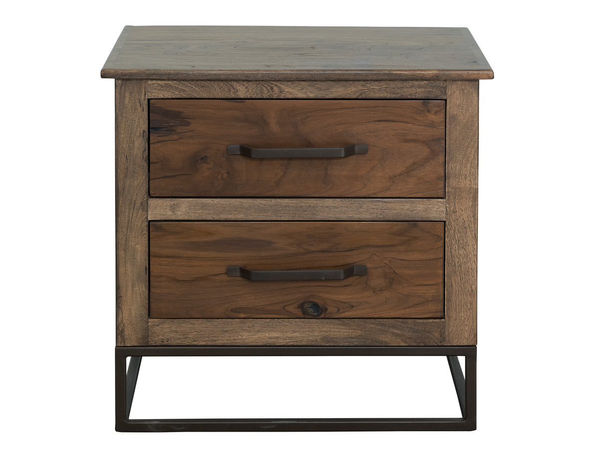 Natural Teca Nightstand, Brown, 2 Drawer