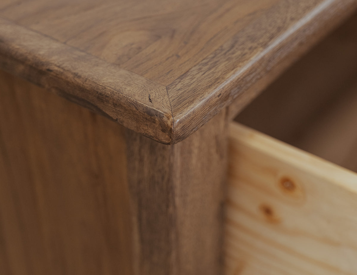 Natural Teca Chest, Brown, 5 Drawer