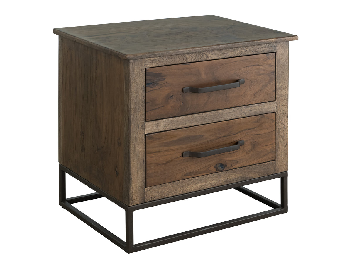Natural Teca Nightstand, Brown, 2 Drawer