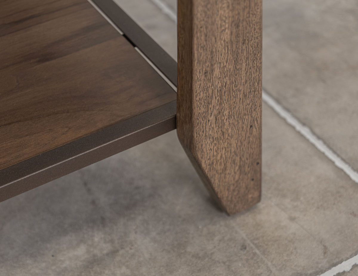 Natural Teca Chairside Table, Brown, 1 Drawer, 1 Shelf
