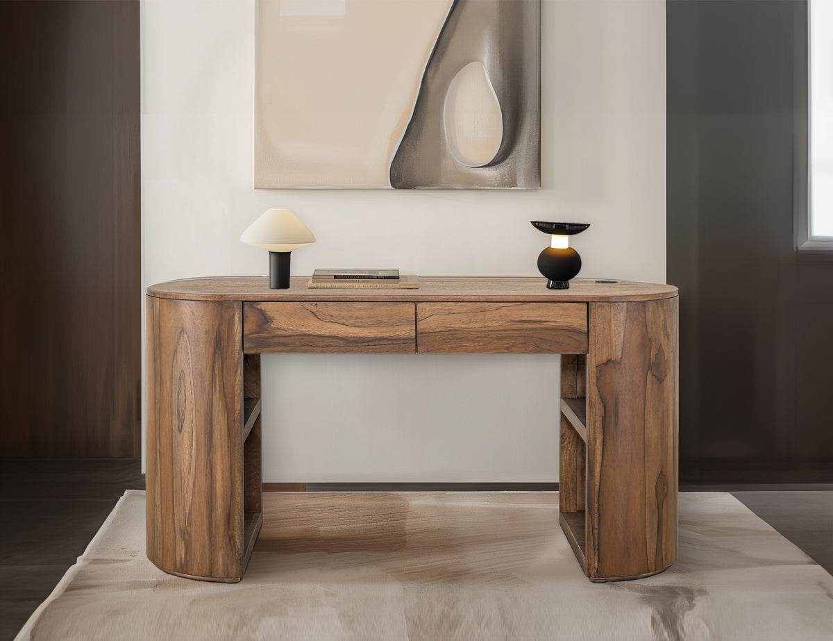 Balam Desk, Brown, 2 Drawer