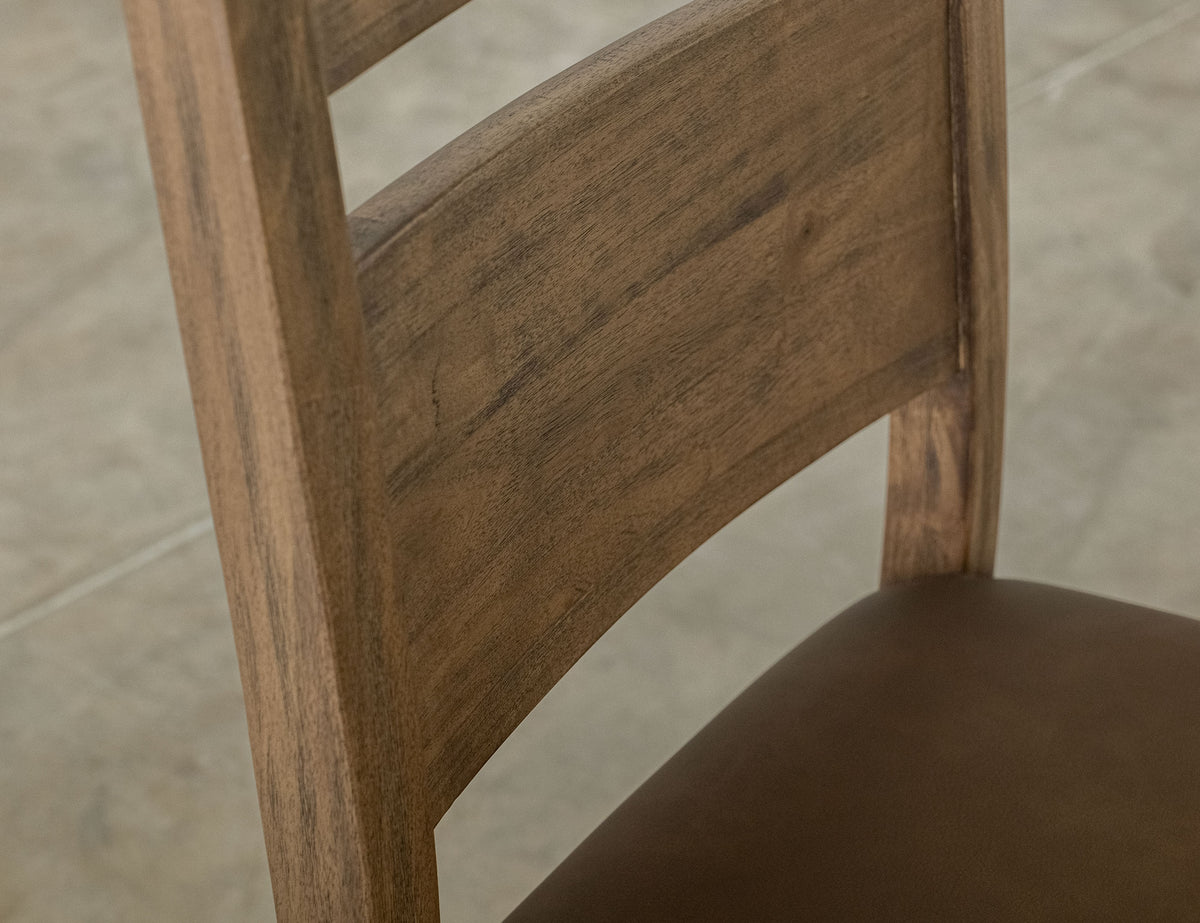 Natural Teca Chair, Brown, Wooden - Melina & Fabric