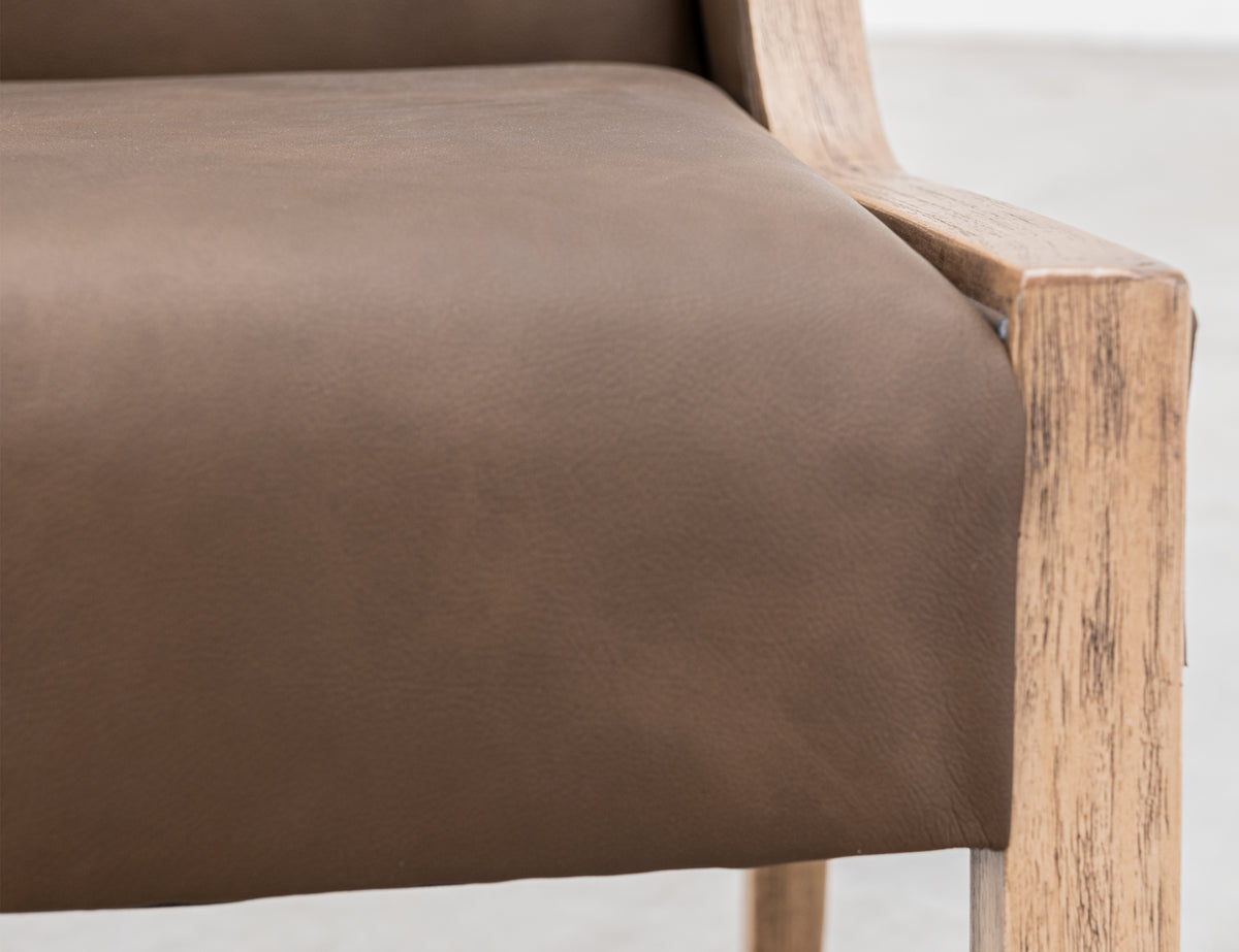 Balam Upholstered Chair, Brown, Wooden Chair