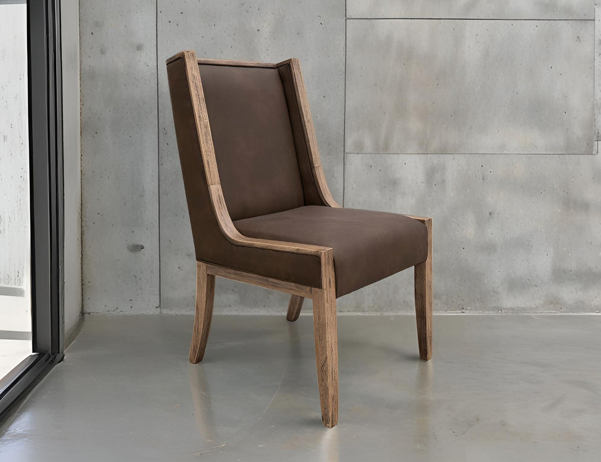Balam Upholstered Chair, Brown, Wooden Chair