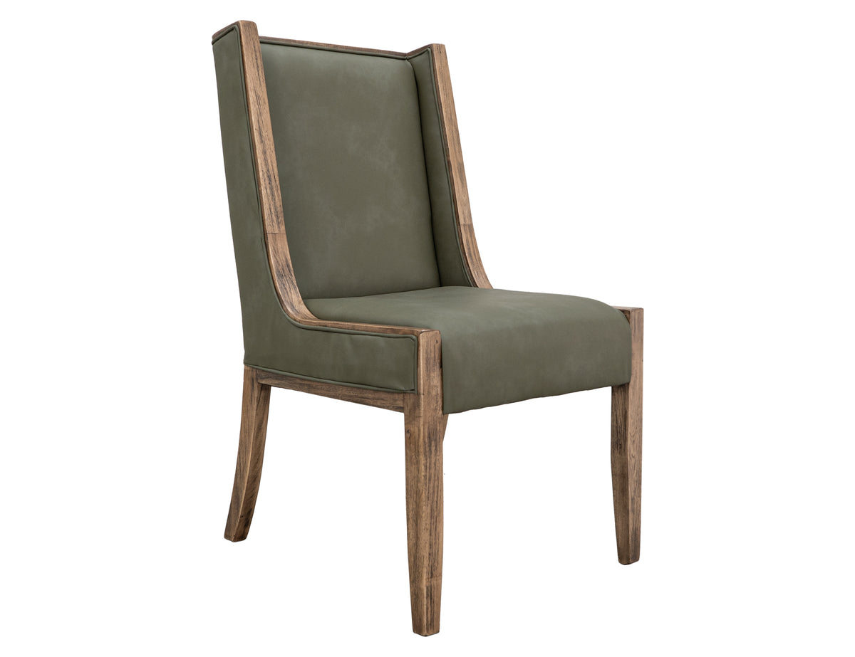 Balam Upholstered Chair, Brown/Green, Wooden Chair