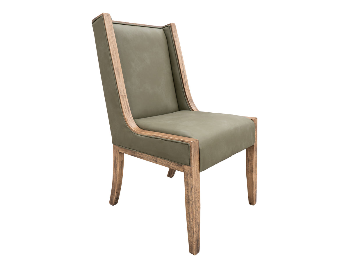 Balam Upholstered Chair, Brown/Green, Wooden Chair