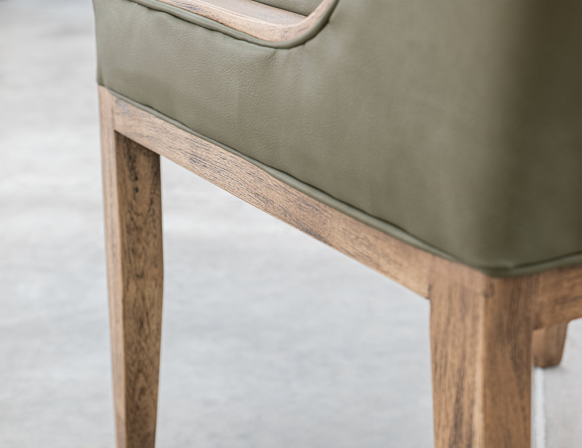 Balam Upholstered Chair, Brown/Green, Wooden Chair