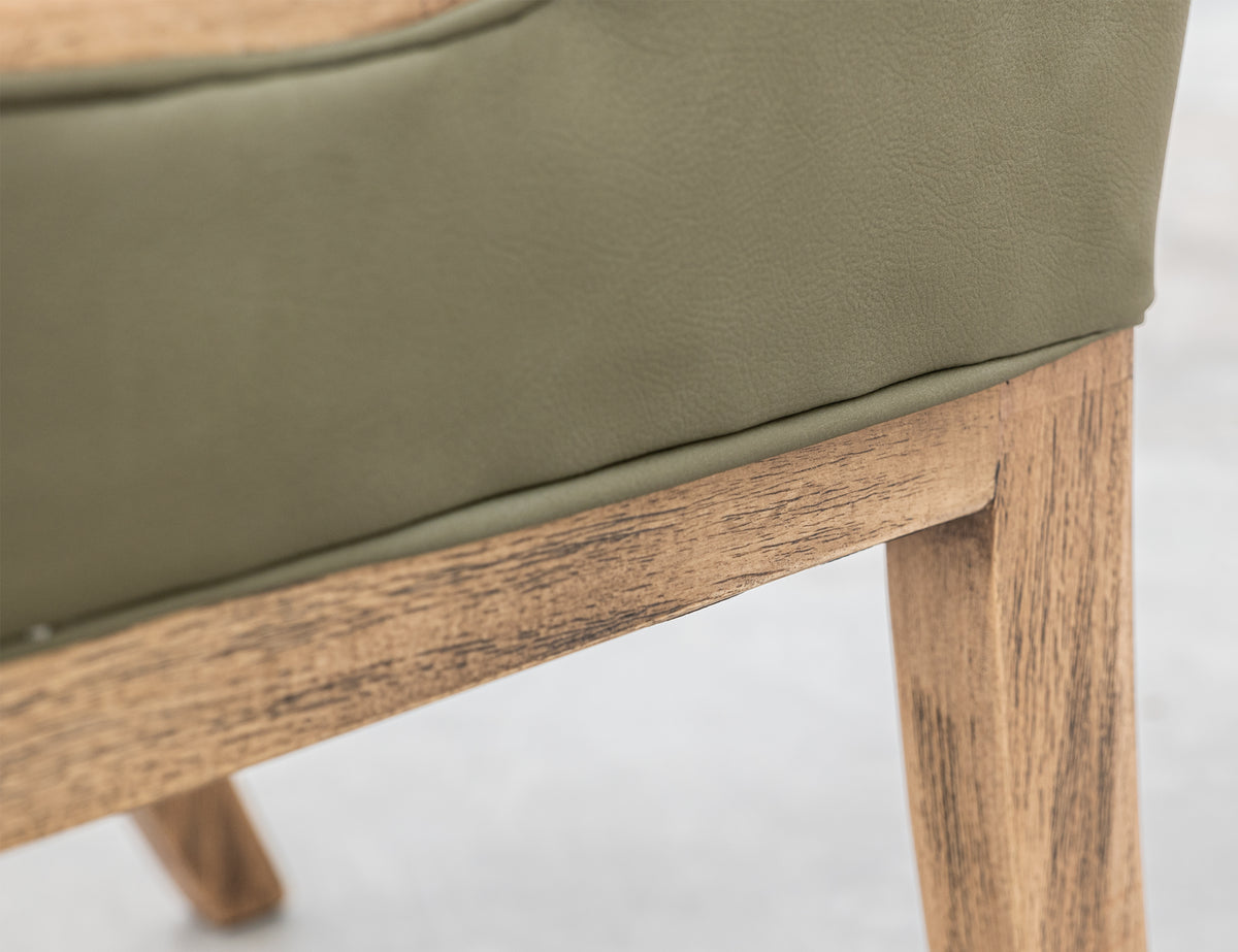 Balam Upholstered Chair, Brown/Green, Wooden Chair