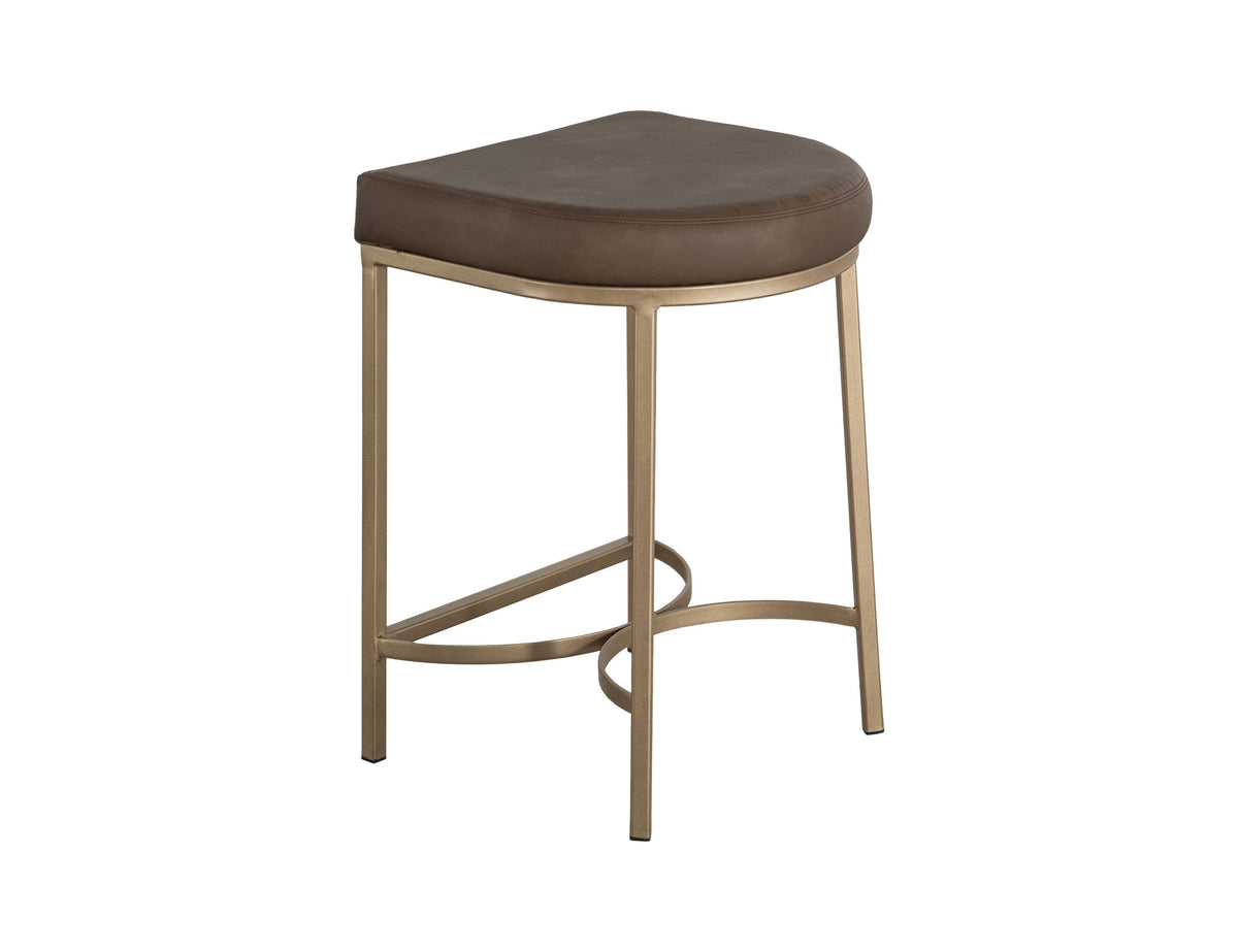 Mezquite Upholstered Stool, Brown, Wooden Frame & Metal Base, 24" Stool