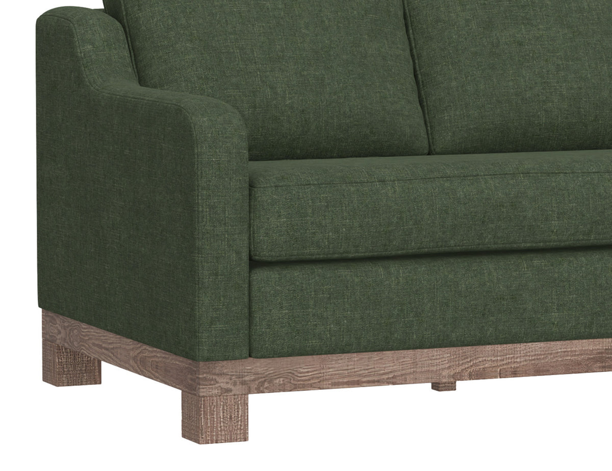 Samba Loveseat, Green, Wooden Frame & Base, Sectional