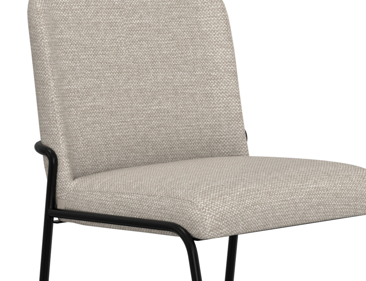 Seating Upholstered Chair, Beige/Black, Wooden Frame & Metal Base
