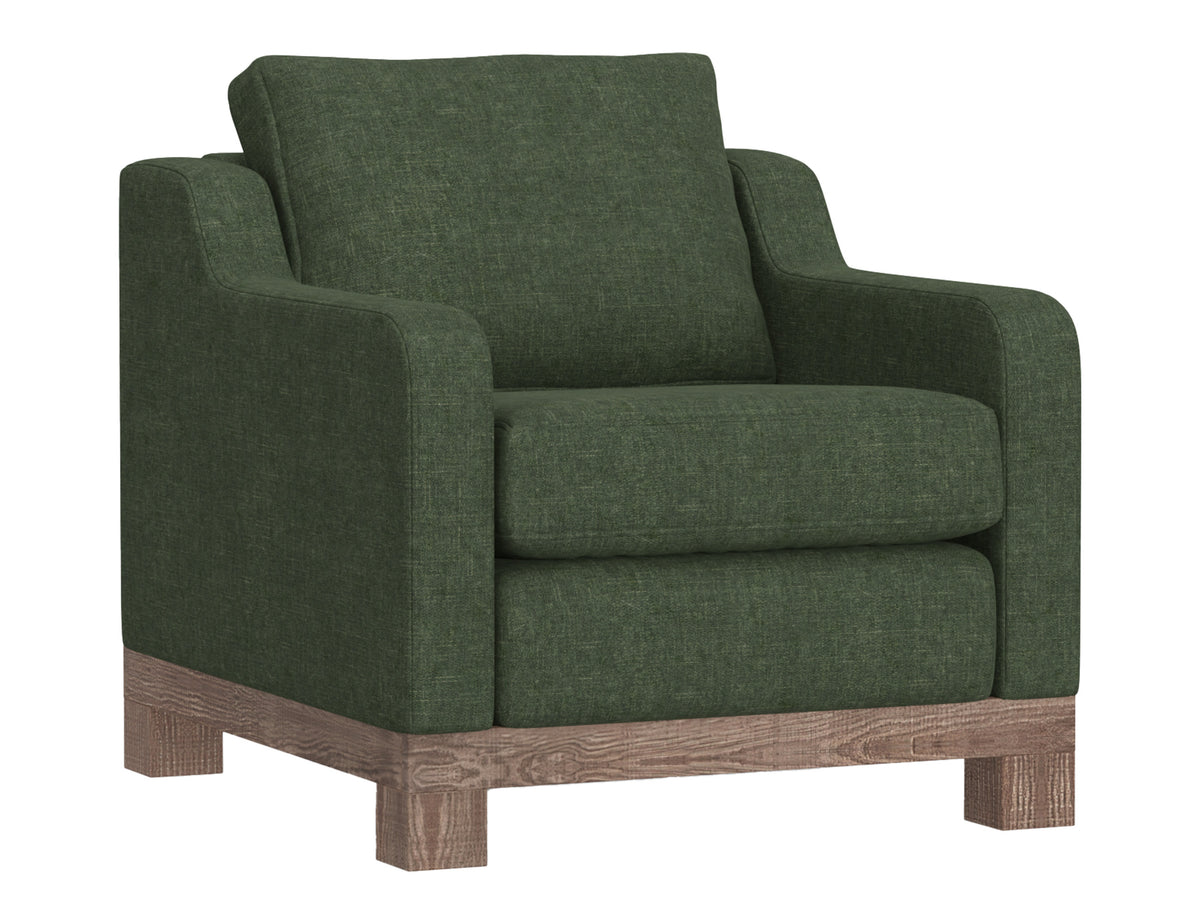Samba Armchair, Green, Wooden Frame & Base