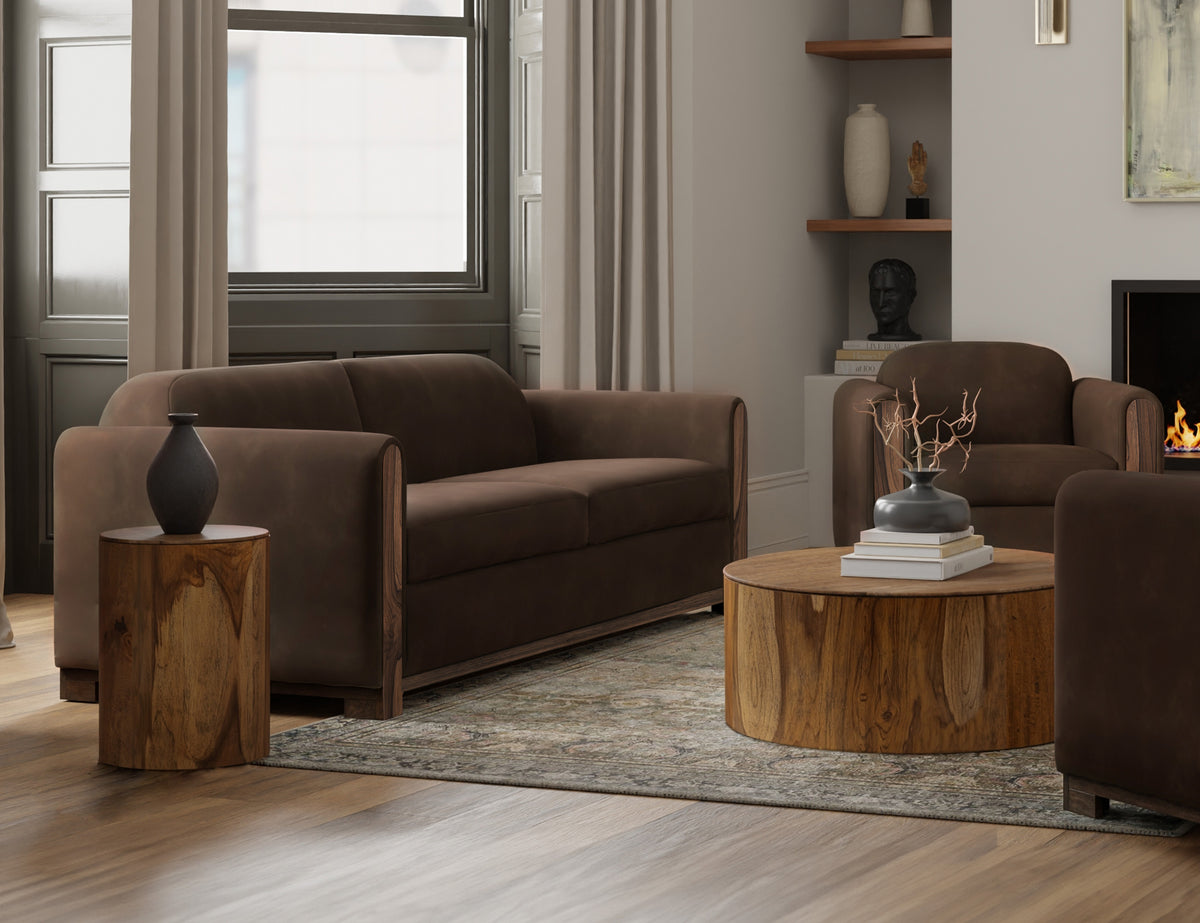 Balam Sofa, Brown, Wooden Frame & Base, Two-Cushion - IUP422-SOF-212