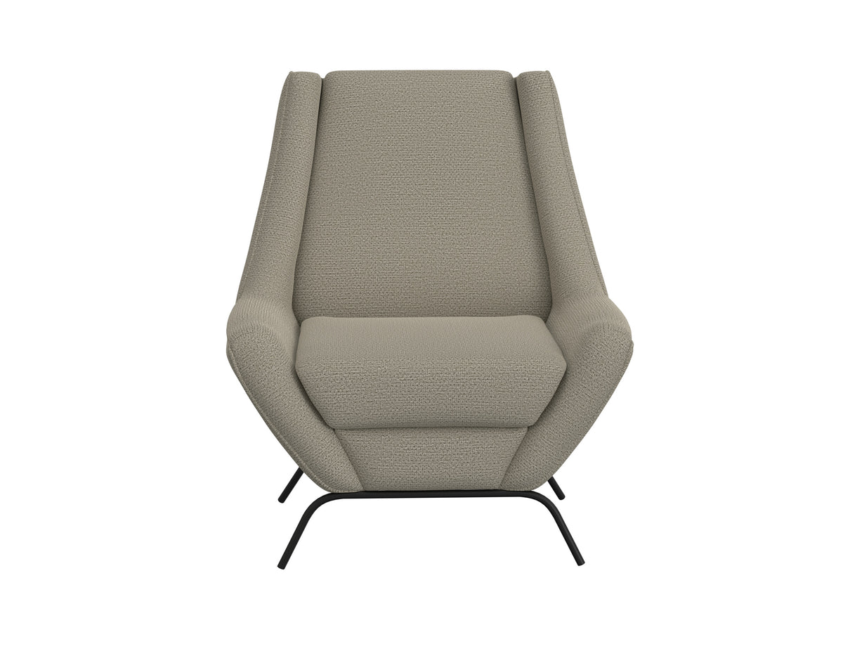 Tyne Armchair, Gray/Black, Wooden Frame & Metal Base, Almond Gray