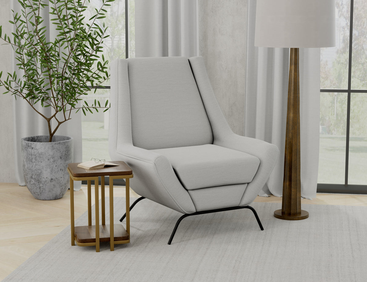 Tyne Armchair, Beige/Black, Wooden Frame & Metal Base - IUP331-ACH-131