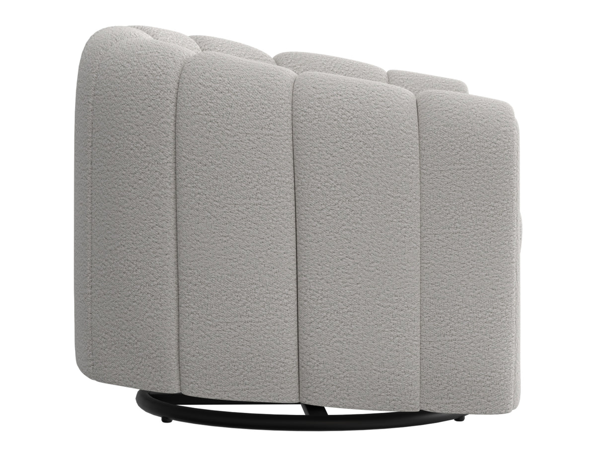 Viera Armchair, Beige, Wooden Frame & Metal Base, 360 Degree Swivel Glider Accent Chair