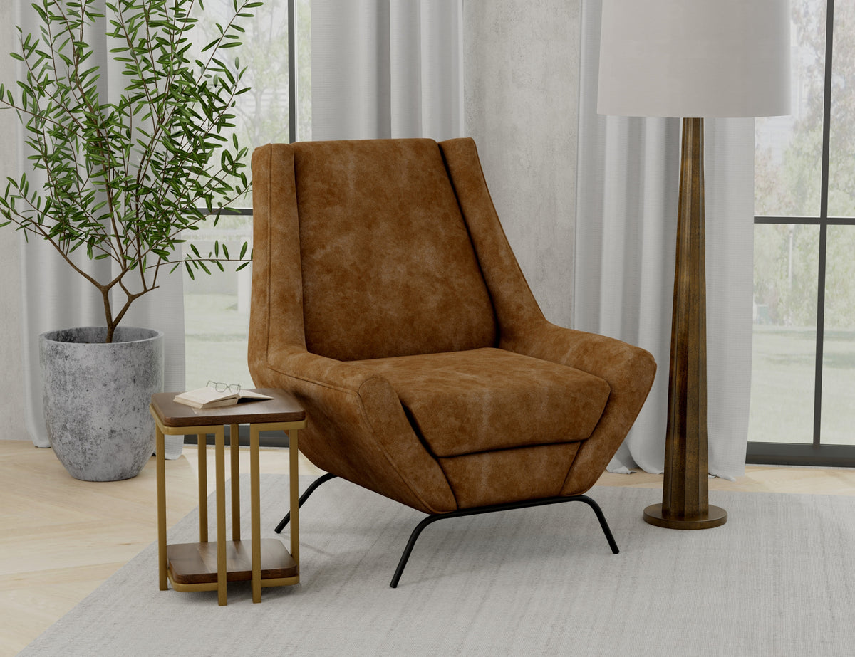Tyne Armchair, Orange/Black, Wooden Frame & Metal Base