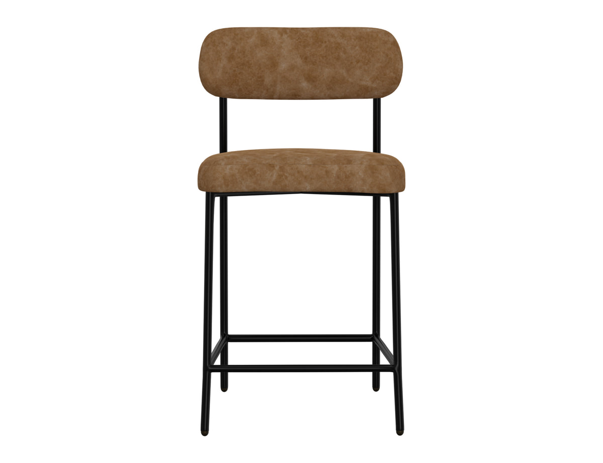Seating Upholstered Barstool, Orange/Black, Wooden Frame & Metal Base, Barstool 24" - IUP801-BST24-202