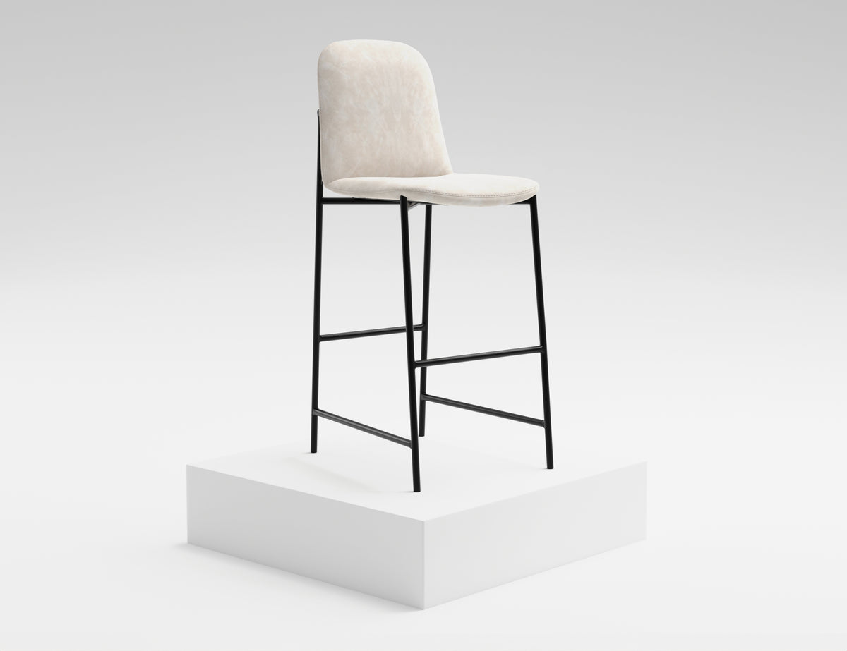 Seating Upholstered Barstool, Gray/Black, Wooden Frame & Metal Base, Barstool 30" - IUP803-BST30-210