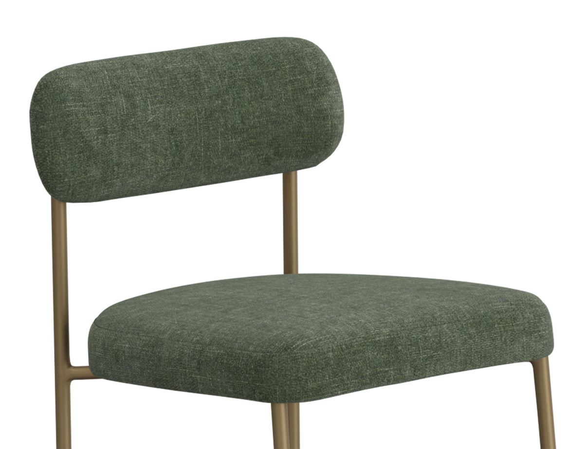 Seating Upholstered Barstool, Green/Gold, Wooden Frame & Metal Base, Barstool 24" - IUP801-BST24-111